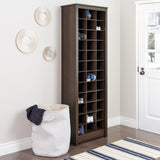 Prepac Elegant Brown Shoe Storage Cabinet, Space-Saving Solution with Cubbies for 36 Pairs, 13"D x 23.5" W x 72.5" H Prepac