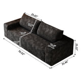 Boneless Couches for Living Room with Deep Seating, Corduroy Couch, No Assembly Required, Small Sofa in a Box, Loveseat or 3-Seater Sofa Couch, Black Rumiiro