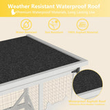 ROOMTEC Catio Outdoor Cat Enclosure - Large Wooden House with Roof, 71" H, 3 Jumping Platforms & 1 Napping House for Cats (White) ROOMTEC