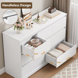 FACBOTALL Dresser for Bedroom, Modern White Dresser, Wood Chest of Drawers Nursery Dresser with Storage, 7 Drawer Double Dresser with Handle Free, Large Storage Dresser Organizer for Living Room,White FACBOTALL