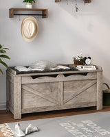 Hzuaneri 39.4" Storage Chest, Lift-Top Storage Trunk with 2 Safety Hinges, Wooden Bench Box Chest Organizer for Bedroom, Entryway, Living Room, Greige SB04505X Hzuaneri