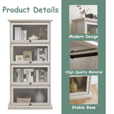 HIUU White Display Curio Cabinet with Glass Doors,White Showcase Display Cabinet,Shelves with Flip-Up Glass Doors,Farmhouse Barrister Bookcase HIUU