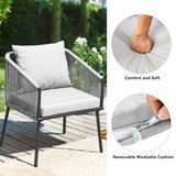 YITAHOME 4-Piece Patio Furniture Outdoor Bistro Set, All Weather Double Gray Rope Conversation Loveseat for Backyard, Balcony, Deck with Soft Cushions and Metal Table (Gray) YITAHOME