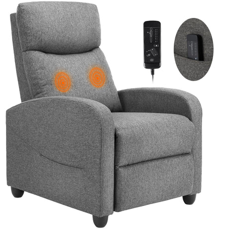 Sweetcrispy Massage Recliner Chair for Adults, Adjustable Home Theater Seating with Lumbar Support for Living Room, Modern Fabric Reclining, Light Gray Sweetcrispy
