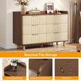 Tribesigns 6-Drawer Double Dresser, Modern Chest of Deep Drawers, Wooden Storage Dresser Organizer with Gold Metal Handles & Sturdy Legs, Large Storage Cabinet for Bedroom, Living Room, Brown & Oak Tribesigns