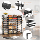 ROJASOP Large Shoe Rack Organizer for Entryway Closet 64-68 Pairs 9-Tier Heavy Duty Tall Garage Shoe Rack Shoe Shelf Shoes Storage with 18 Pcs Removable Side Hooks for Bedroom and Garage Black ROJASOP