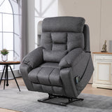 JUUXO 4-Motor Lay Flat Power Lift Recliner Chair with Heat & Massage - Power Adjustable Headrest, Backrest, Lumbar & Legrest - Big Tall Recliners, 4-Point Massage (Seat Heating) JUUXO