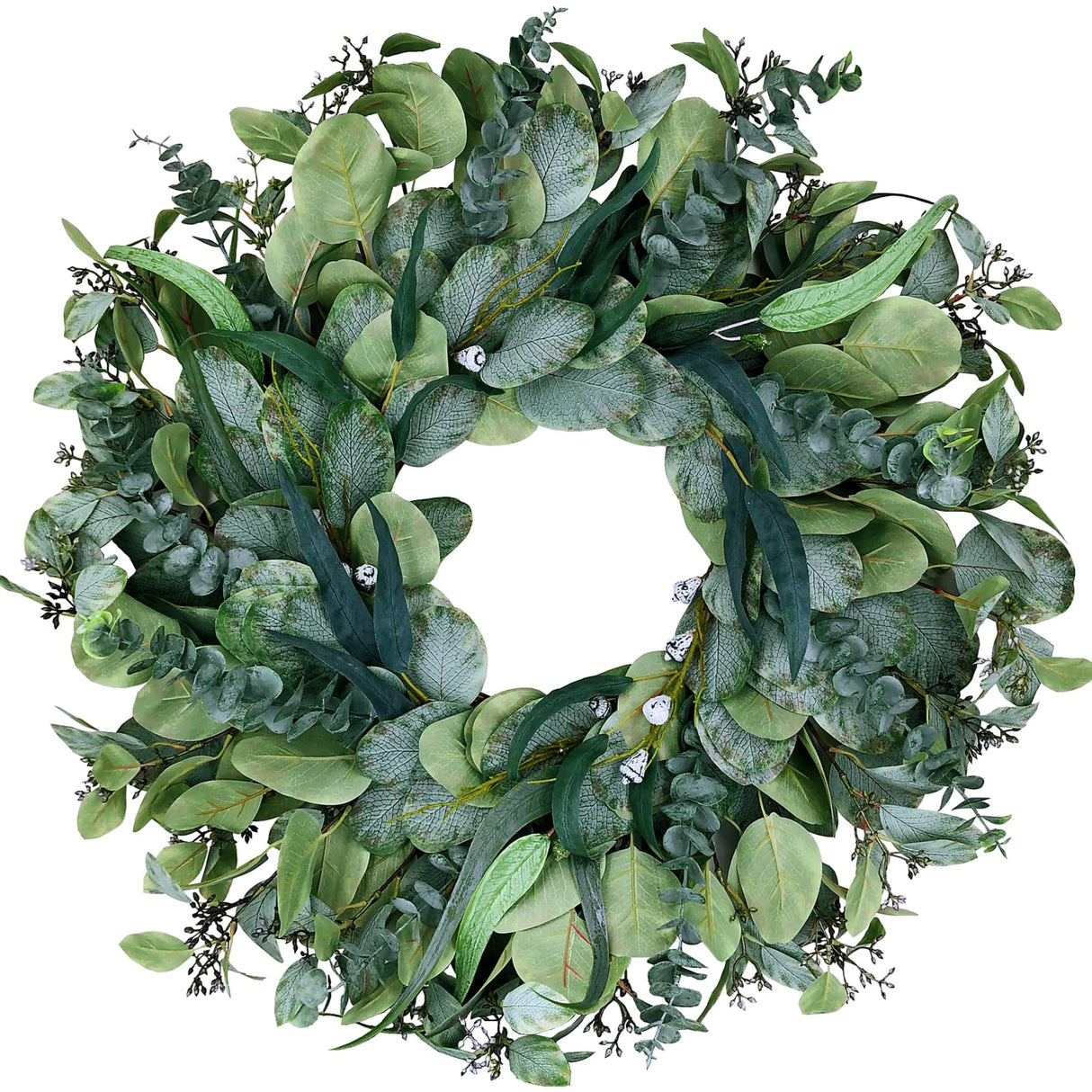 Easy Fine 26 Inch Artificial Eucalyptus Wreaths for Front Door for All Seasons,Spring Summer Fall Autumn Winter Christmas Wreath,Large Neutral Everyday Greenery Wreath,Home Wall Door Porch Decor Easy Fine