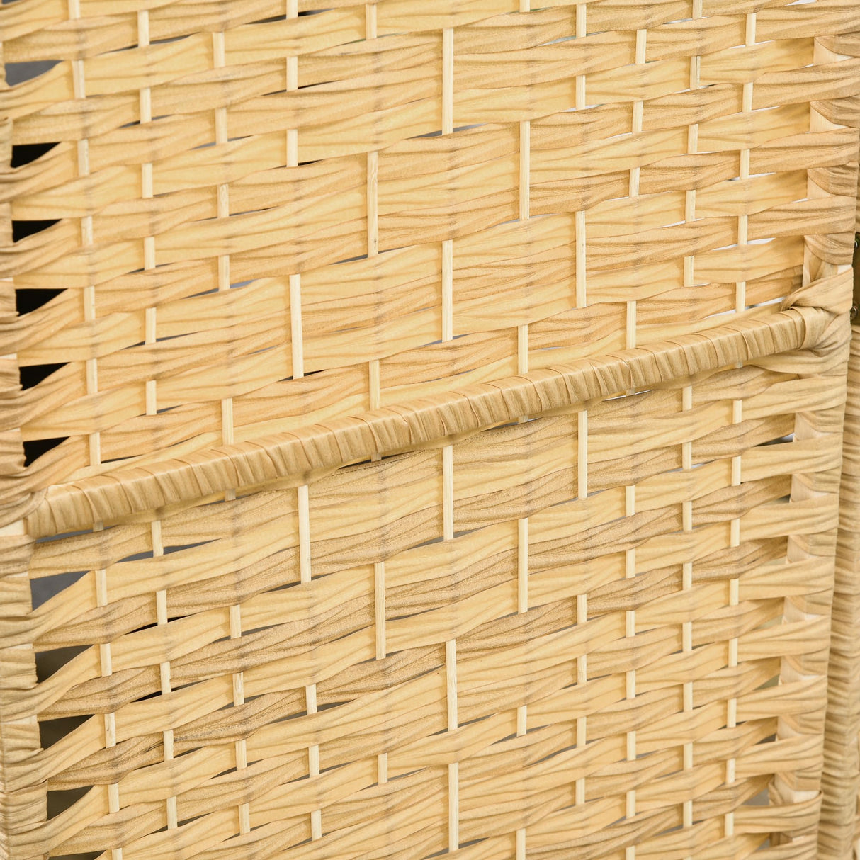 HOMCOM 3 Panel Room Divider, 6' Tall Folding Privacy Screen, Hand-Woven Freestanding Wall Partition for Home Office, Bedroom, Nature Wood HOMCOM