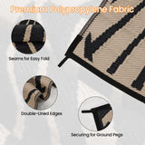Reversible Outdoor Plastic Straw Rug 5x8 Ft, Waterproof Foldable Camping Mat with Uv Protection, Quick-Dry Plastic Straw Patio Carpet for Deck Rv Porch Backyard Black & Brown BUPPLEE
