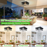 Kondras 2-Light Industrial Square Flush Mount Ceiling Light, Farmhouse Ceiling Light Fixture for Kitchen, Modern Black Close to Ceiling Light for Hallway Bedroom Balcony Porch Stairway, E26, 2-Pack Kondras