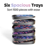 Puzzlup Stackable Puzzle Trays with Box Display Design - Set of 6 Unique Puzzle Sorting Trays - Up to 1500 Pieces - Premium Jigsaw Puzzle Accessory Puzzlup