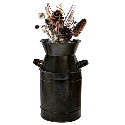 Soyizom 7.5" Tall Galvanized Metal Vase Farmhouse Rustic Decorative Flower Vase Primitive Tin Bucket Country Milk Can Jug for Table Centerpieces, Home Office Cafe Decoration & Wedding