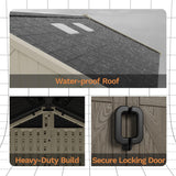 Devoko 10 x 10 FT Plastic Outdoor Storage Shed with Windows, Resin Tools Shed with Floor Large Storage Garden Shed for Patio,Garden, Backyard, Lawn, Beige Devoko