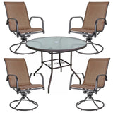 COURTYARD CREATIONS Garden Elements Sienna Collection 40" Table and Four Swivel Rocker Chairs Patio Dining Set, Brown (5-Piece Set) COURTYARD CREATIONS