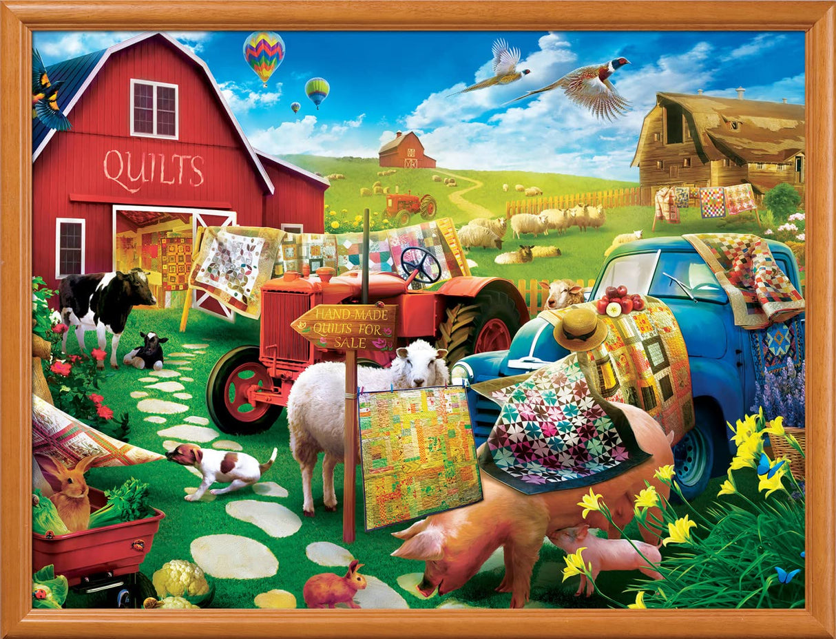 MasterPieces - 300 Piece Jigsaw Puzzle, Large EZ Grip Shapes, Quilt Country, Fun for Adults, Seniors, Family, Kids, Matte Finish, 18" x24 Masterpieces
