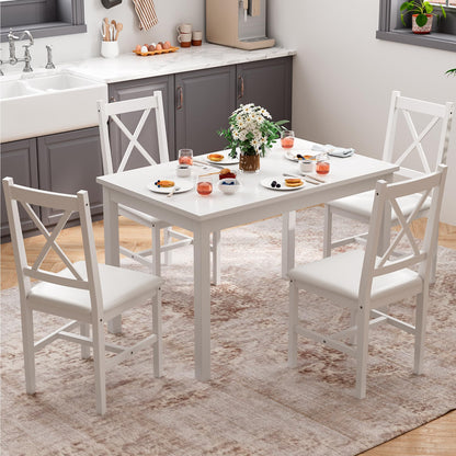 Lumelay Dining Table Set for 2-4 Person,Morden Wooden Small Kitchen Table Set,5 Piece Breakfast Dining Room Table and Upholstered Chairs for Apartment,Space-Saving Design (White) - WoodArtSupply