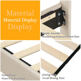 VECELO Queen Size Platform Bed Frame with Fabric Upholstered Headboard and Wooden Slats Support, No Box Spring Needed/Easy Assembly,Beige VECELO