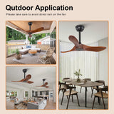 BOJUE 36 Inch Solid Wood Ceiling Fans Without Lights, 6 Speeds,Reversible DC Motor, Noisless, Black Ceiling Fan No Light, Modern Indoor Outdoor Ceiling Fan with Remote for Patio Living Room Bedroom BOJUE