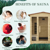 SWHSE Outdoor Sauna,Full Spectrum Infrared Sauna for 4 Person,Home Sauna with 10 Minutes Warm Up Heating Tubes & Panels,Personal Wooden Sauna Room with Bluetooth Speaker,3060Watt SWHSE