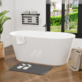 HIGREENA 55" Acrylic Freestanding Bathtub, Glossy White Soaking Tub, Stand Alone Tub, Oval Bathtub with Chrome Overflow and Drain, Free Standing Tub for Bathroom HIGREENA