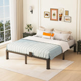 10 inch Queen Bed Frame with Round Corner Legs and Headboard Hole Mattress Slide Stopper Low Profile Heavy Duty Metal Platform,Steel Slats Support,No Box Spring Needed,Easy Assembly,Noise Free Yitong Angel