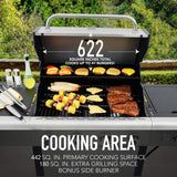 Kenmore 4-Burner BBQ Gas Grill with Side Burner, Outdoor Propane Grill, 53,000 BTUs, Cast Iron Cooking Grates, Electronic Ignition, Warming Rack, Open Cart Design & All-Terrain Wheels, Stainless Steel Kenmore