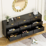 Anbuy 9 Drawer Dresser and Night stand Sets for Bedroom, Two Drawers Nightstand Set of 2 & 9 Drawer Dresser Combo 3 Pieces (Black) Anbuy