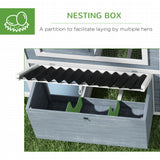 PawHut 11' x 5' x 3.5' Wooden Chicken Coop with Nesting Box, Outdoor Poultry Cage with Run for 4 Chickens with Pull-Out Tray, Perches for Duck, Dark Gray PawHut