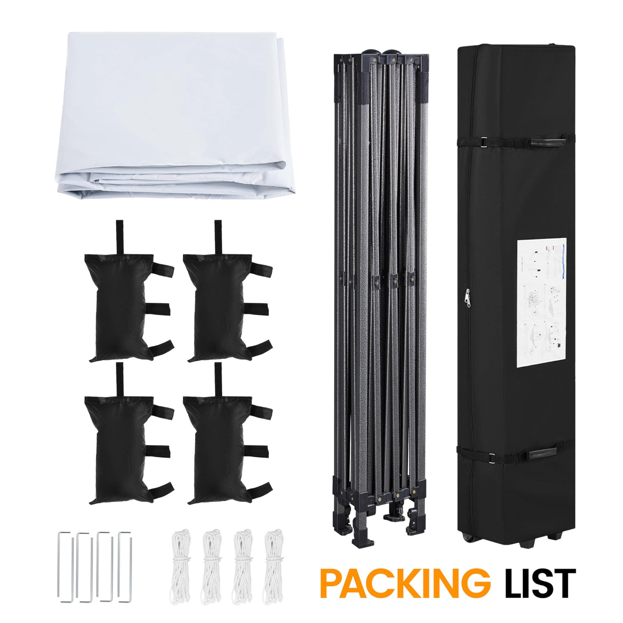 Yaheetech Heavy Duty Pop Up Canopy Tent, 10x15 Commercial Instant Shelter Tent, Outdoor Adjustable Canopy with Wheeled Bag, 4 Sandbags & 8 Stakes, White Yaheetech