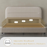 King Size Boucle Bed Frame, Upholstered Cloud Bed Frame with Headboard, Soft Platform Bed Frame with Thickened Footboard, Rounded Corners, No Box Spring Required, Easy Assembly, Cream HOMBCK