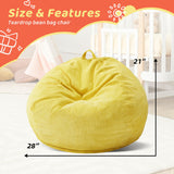 Cansunna Bean Bag Chairs Teardrop Bean Bag Chair Beanbag Chair with Memory Foam Filled Machine Washable Cover for Living Room, Bedroom (Small,Yellow) Cansunna