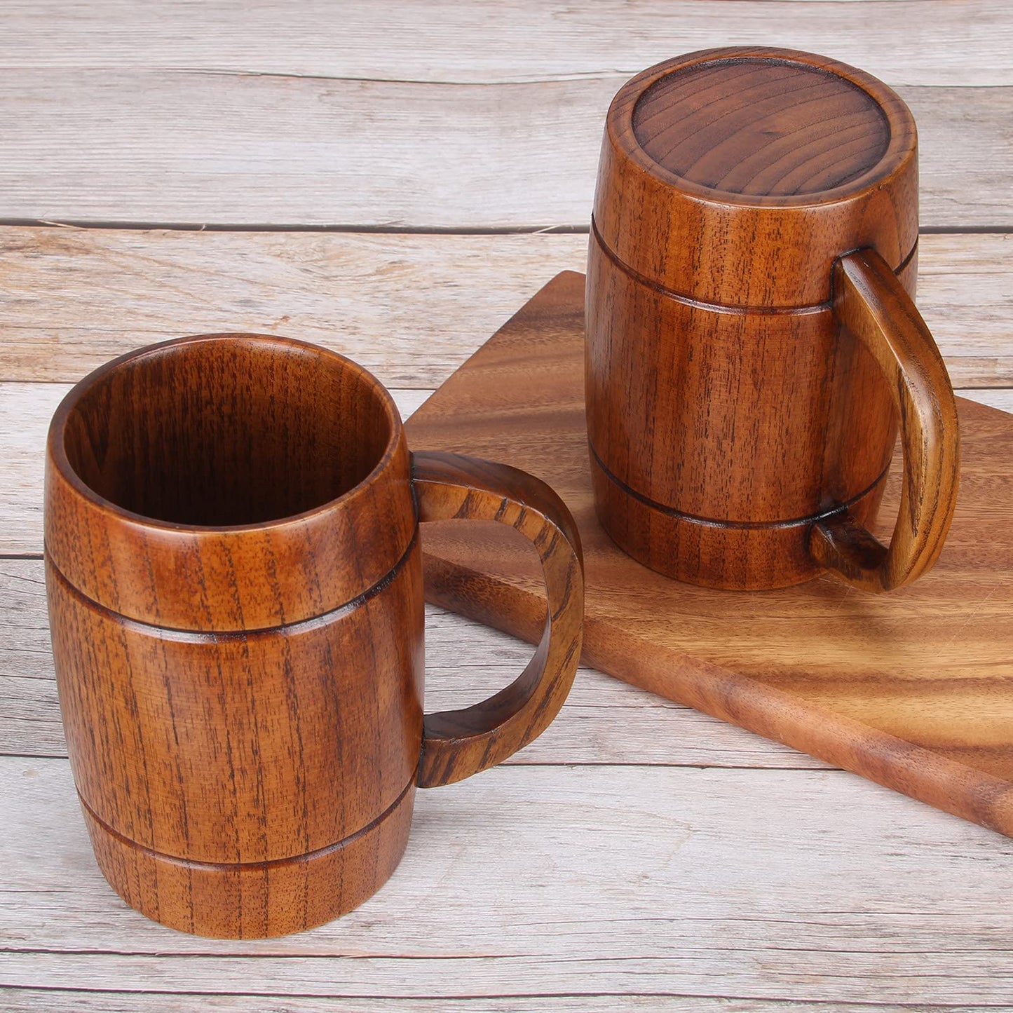 18 oz Large Wooden Beer Mug Best Wood Drinking Cup Wooden Tankard Beer Glass Stein Cup Barrel Mug for Men Women Coffee Mug Man Gift Unique Viking Mug - WoodArtSupply