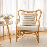 Boho Throw Pillow Covers 18x18 Set of 2 Woven Tufted Farmhouse Pillows Cover with Tassels Textured Striped Cushion Case Neutral Pillow Cases Decorative Pillowcase for Sofa, Couch, Bed, Khaki BUIOVBEY