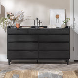 Walker Edison Blythe Mid-Century Modern Tray-Top Solid Wood 9-Drawer Dresser, 60 Inch, Black Walker Edison