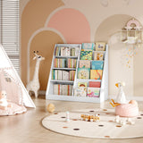 Tatub 6 Tier Kids Wooden Bookshelf and Toy Storage, Children Toy Organizer with Book Shelves, Toddler BookRack Baby Bookcase for Nursery, Playroom and Classroom, White Tatub