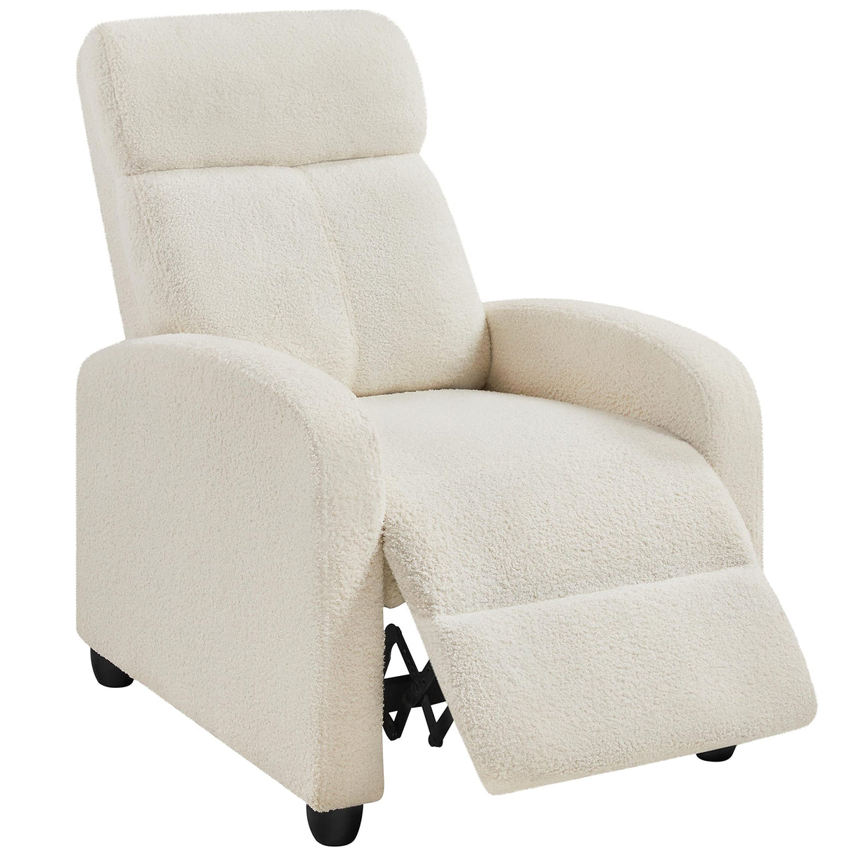 Topeakmart Fabric Recliner Sofa Push Back Recliner Chair Adjustable Modern Single Reclining Chair Upholstered Sofa with Pocket Spring Living Room Bedroom Home Theater Ivory Topeakmart