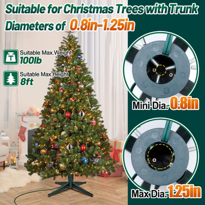 360° Rotating Christmas Tree Stand - Christmas Tree Spinner with Music, Stable Artificial Tree Stands Base Holder for Up to 8ft 100lb Xmas Trees