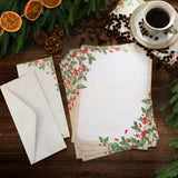 Weekgrat 80 Sets Christmas Stationery Paper with Envelopes 8.5 x 11 Inch Christmas Holiday Paper Envelopes for Holiday Events Notes Invitation Office(Falling Holly) Weekgrat