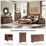 T4TREAM Farmhouse 7 Drawers Dresser Chests for Bedroom w/ 4 Solid Wood Feet & Column Decor, Tall Wide Wood Country Rustic Chest of Drawers, Storage Dressers for Bedroom, Living Room,Reclaimed Barnwood T4TREAM