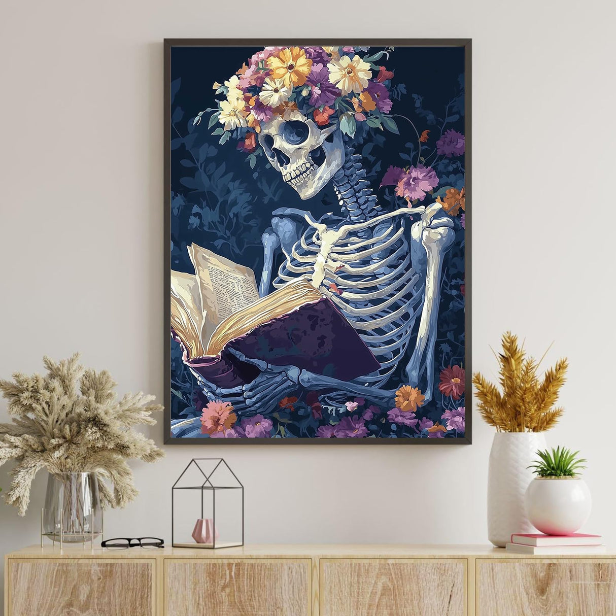 Ceiomez DIY Skull Paint by Numbers Kit for Adults, Skeleton Paint by Numbers for Adults, Halloween Adult Paint by Number Kits on Canvas for Home Decor Gift Art Work 16x20in Ceiomez