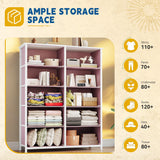 DWVO 10 Drawer Dresser - Fabric Storage Tower, Tall Chest Organizer Unit, Living Room, Hallway, Closets - Sturdy Steel Frame, Wooden Top & Easy Pull Fabric Bins, Pink DWVO