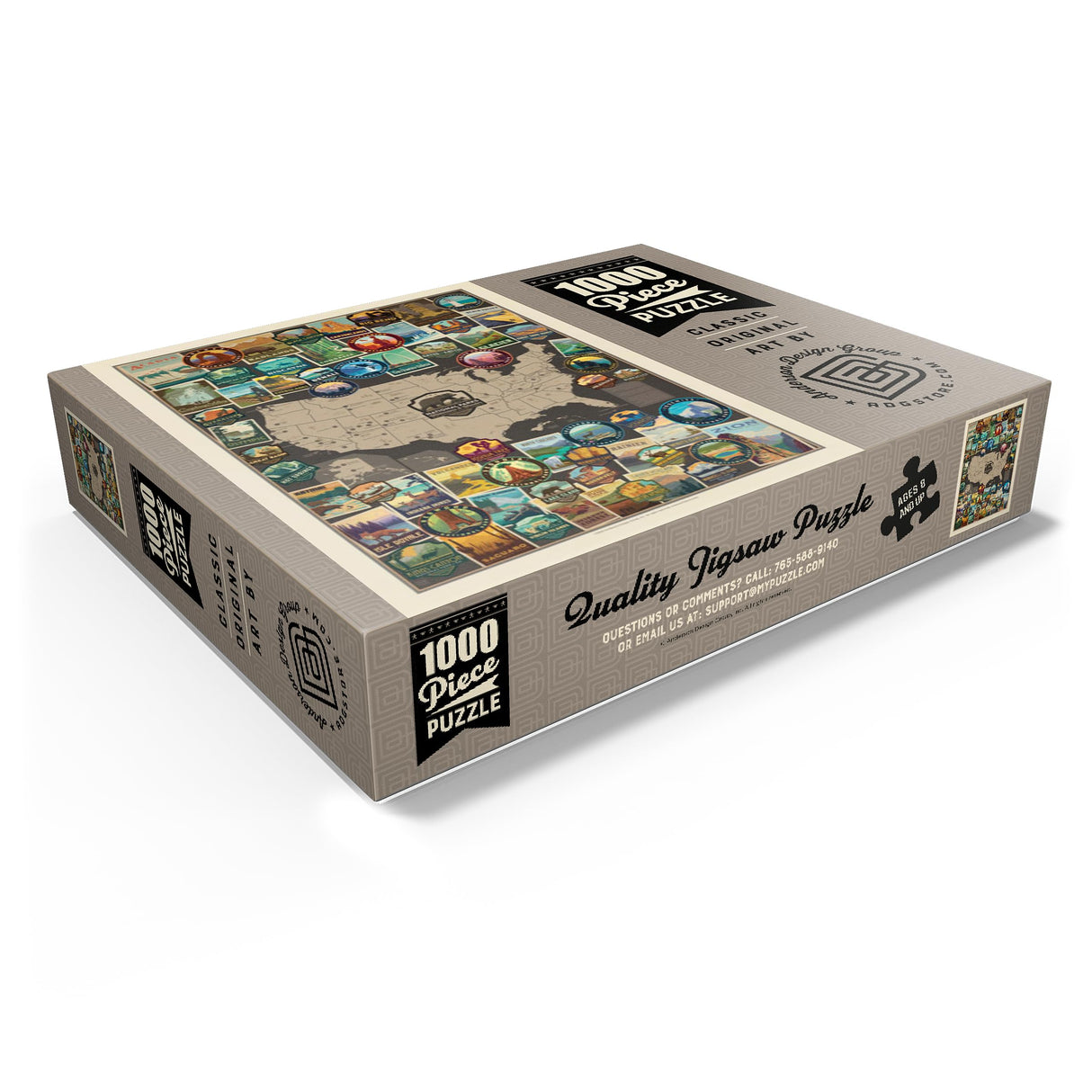 MyPuzzle 63 American National Parks: Collage Map, Vintage Poster - Premium 1000 Piece Jigsaw Puzzle for Adults MyPuzzle.com