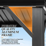 GARTOO 10'x10' Outdoor Hardtop Gazebo with Double Roof - Heavy-Duty Galvanized Steel Top Aluminum Frame Gazebo with Breathable Netting & Privacy Curtain for Patio, Porch, Garden, Lawn, Deck, Backyard GARTOO