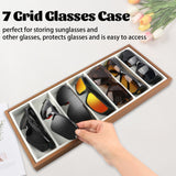 Homeanda Wooden Sunglasses Organizer Tray, Eyeglasses Display Case, Sun Glasses Storage Box, Eyewear Jewelry Tray, Wood Frame Glasses Holder (7 Grids) Homeanda
