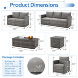 U-MAX 7 Pieces Outdoor Patio Furniture Sets w/Two Storage Boxes, Outdoor Conversation Set All-Weather PE Wicker Sectional Sofa Patio Sofa for Garden, Backyard, Deck, Grey Rattan& Grey Cushions U-MAX