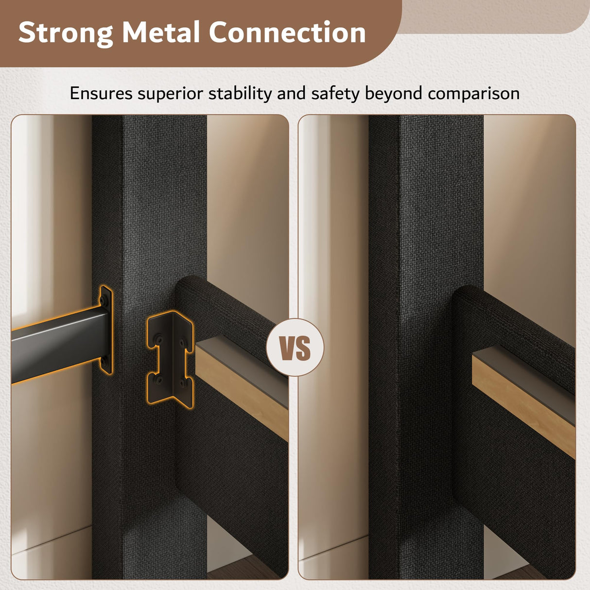 iPormis Upholstered Full Size Bed Frame with Button Tufted Headboard, Linen Platform Bed with Thickened Support Legs, Noise-Free/No Box Spring Needed/Easy Assembly, Black iPormis