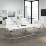 Bush Business Furniture Conference Table for 6-8 People with Sturdy Metal Base in White | Boat Shaped 8 Foot Meeting Desk for Office Boardrooms | 96Wx42D Bush Business Furniture