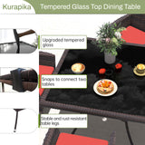 Kurapika 5-Piece Patio Furniture Outdoor Dining Set, Wicker Rattan Patio Dining Table and Chairs Set, Square Tempered Glass Tabletop with Umbrella Hole and 4 Chair Set, Red Kurapika