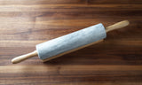 Fox Run Polished Marble Rolling Pin with Wooden Cradle, 10-Inch Barrel, White Fox Run